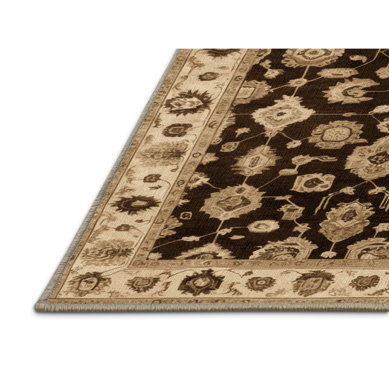 Tapis brun lavable à la machine, Rectangulaire 2 pi x 3 pi
