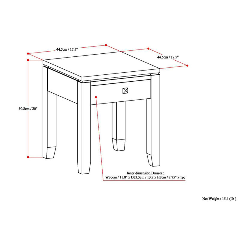 Cosmopolitan Compact Mahogany End Table with Storage Drawer