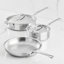 Ensemble de 5 poêles en acier inoxydable plaqué professionnel de 5 pièces de 5 pièces Proond® (poêle de 8,5 po, casseroles de 3 pte et saut de 3,5 pte)