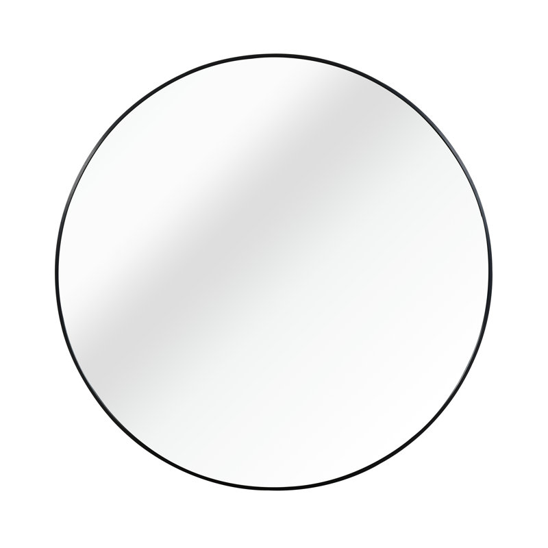 Miroir de salle de bain rond en métal, Noir, 36 po x 36 po