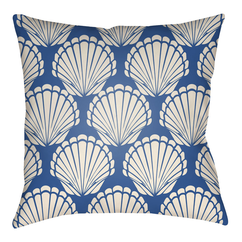 Litchfield Shell Outdoor Reversible Throw Pillow, 20" H x 20" W, Lime Green/Ivory