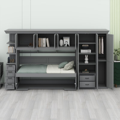 Lit escamotable mural avec garde-robe, armoire et bureau Murphy