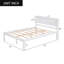 Base de lit plateforme avec tête de lit, support à lattes de bois, aucun sommier requis, lit double, blanc