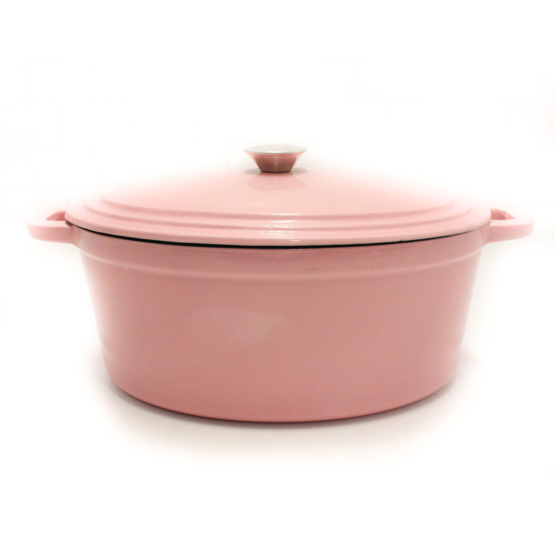 Cocotte ovale en fonte Branyan, Rose, 8 pte