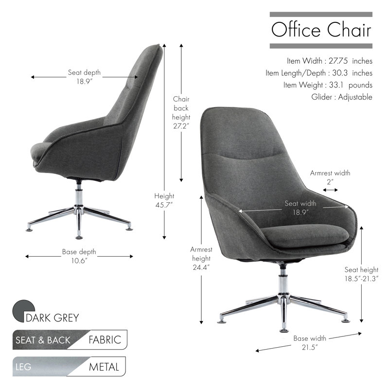 Fauteuil de bureau Calzada, Gris foncé