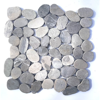 Cut Flat Pebble Tile Grey Colour 12" x12" Kitchen Bath Wall And Floor