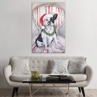 Frenchies Christmas by Debi Coules - Painting on Canvas