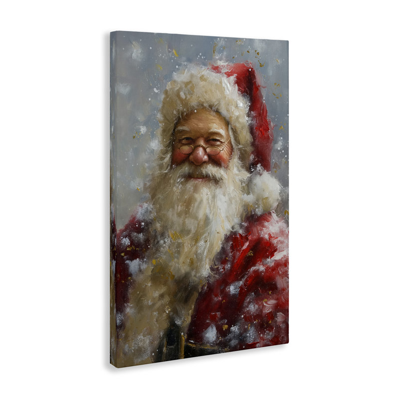 Portrait souriant de père Noël sur toile par Imagine It Images, H 36 po x l 24 po