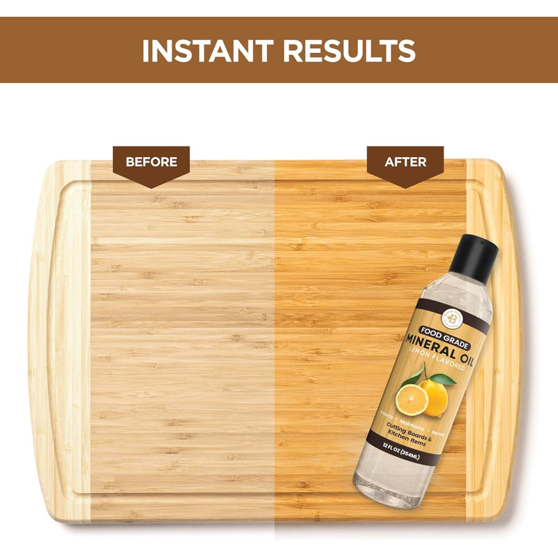 Huile minérale de qualité alimentaire pour planches à découper et blocs de boucher avec un léger parfum de citron, conditionneur de bois pour le bambou et les articles de cuisine en bois, 12 onces