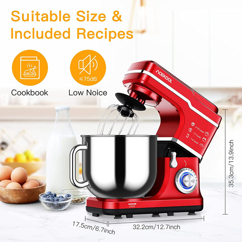 NANAN 10 Speed 7.5 Quarts Stand Mixer, Red