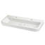 Equility White Fireclay U-Shaped Wall Mount Bathroom Sink with Overflow