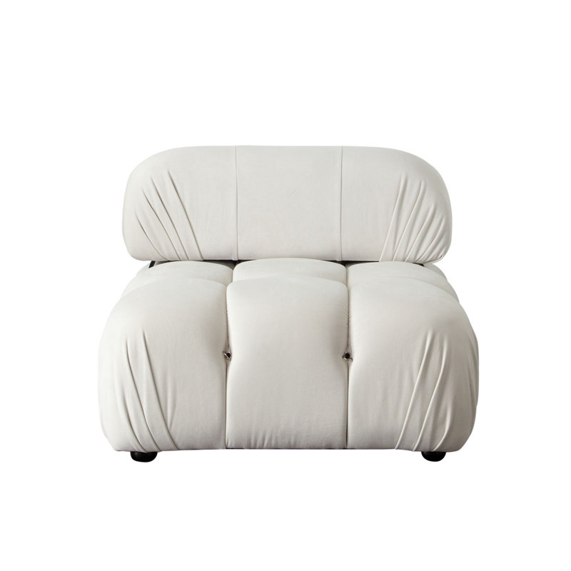 Paloma Armless Chair In Light Cream Velvet