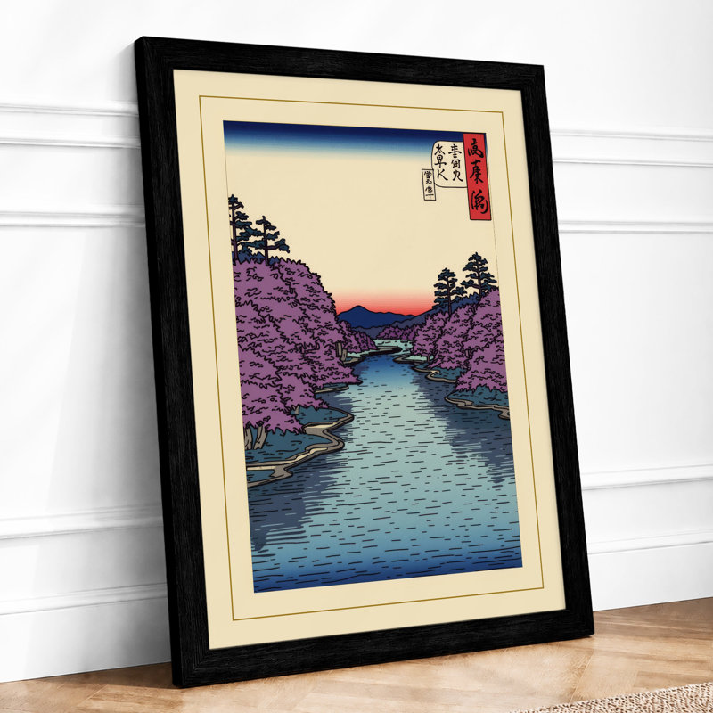 Kominato Gorge at Dusk Japandi - Framed Print, A4 - 29.7 x 21.0 cm, Black