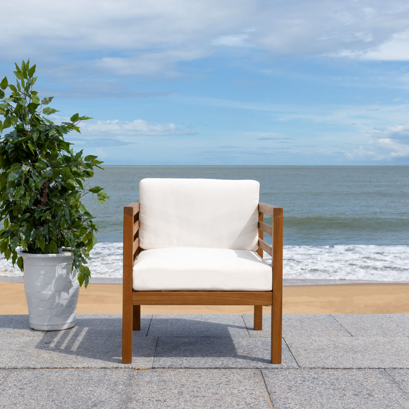 Chaise de patio avec coussins Kinnell, Structure grise / coussin blanc