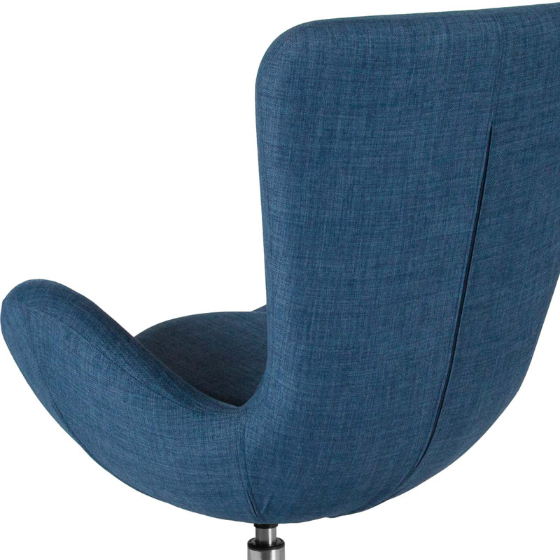 Marilo LeatherSoft Swivel Side Reception Chair with Bowed Seat - Guest Seating, Blue