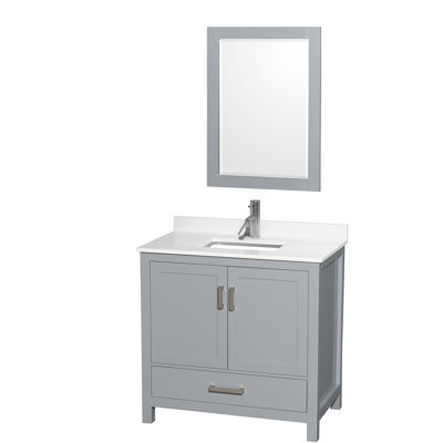 Sheffield 36" Freestanding Single Bathroom Vanity with Quartz Top with 24" Mirror