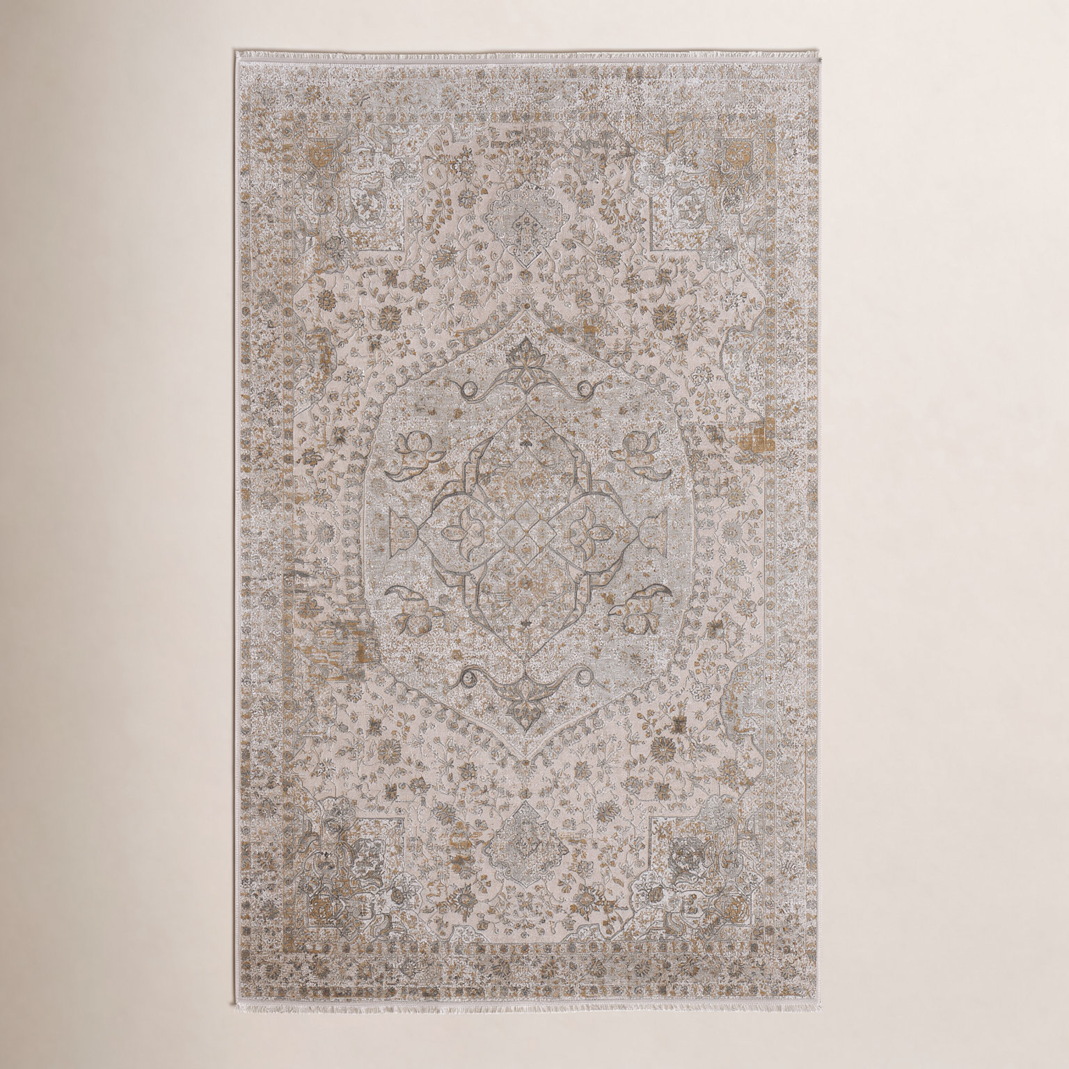 Ivory Traditional Medallion Oriental Rug, Rectangle 7'9" x 11'