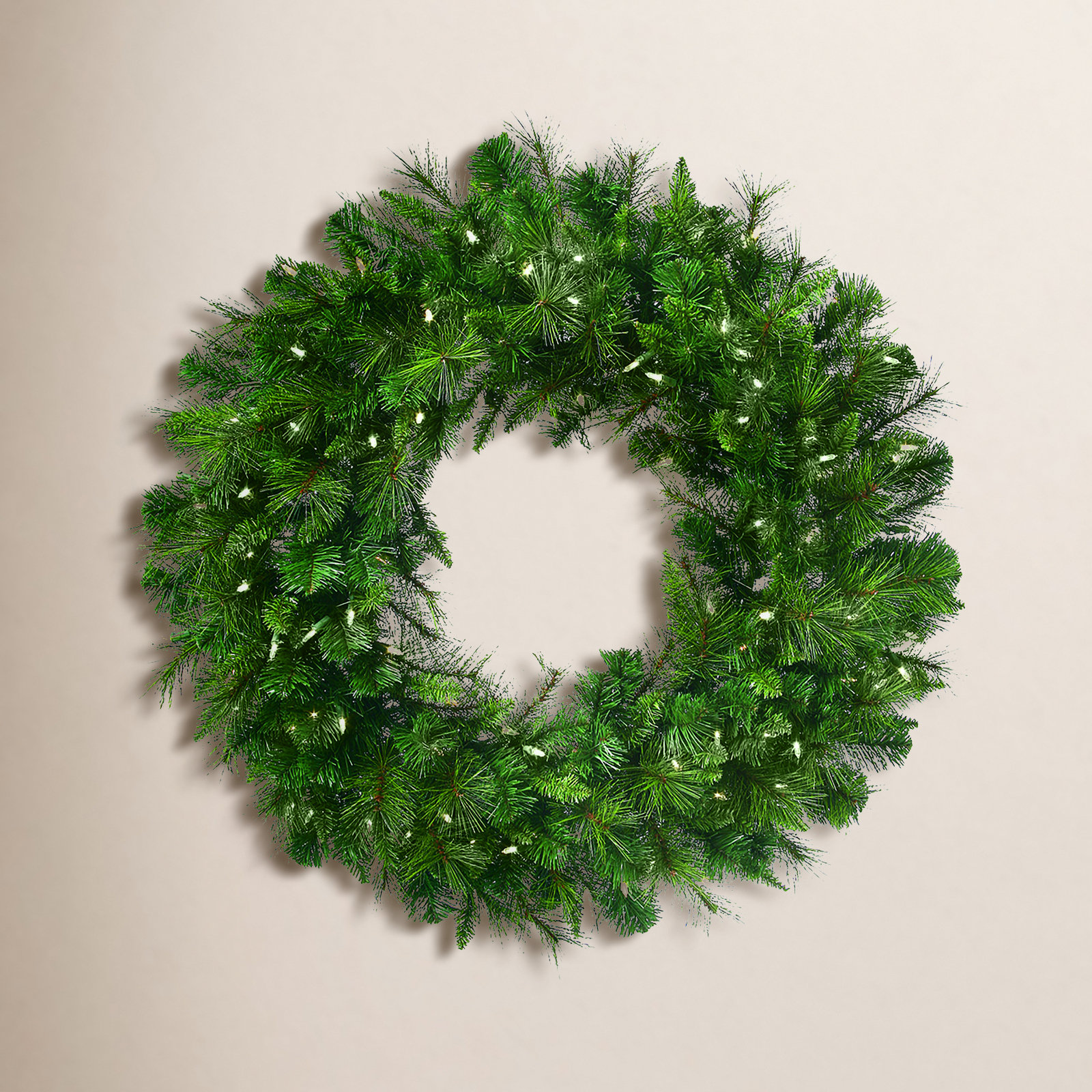 Pvc Greenery 60" Pre-Lit Pine Wreath, 60" W x 60" H x 9" D