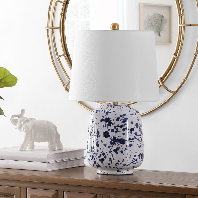 Adger Ceramic Table Lamp, Navy/Blue