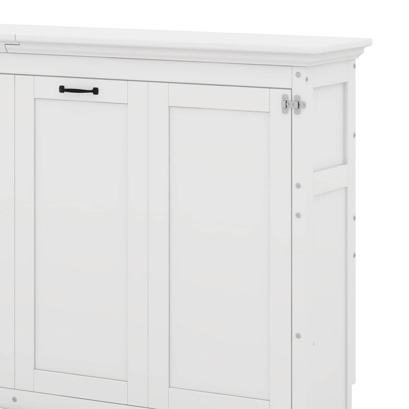 La base de lit de l'armoire de rangement Murphy peut être pliée en armoires A, Lit simple, Blanc