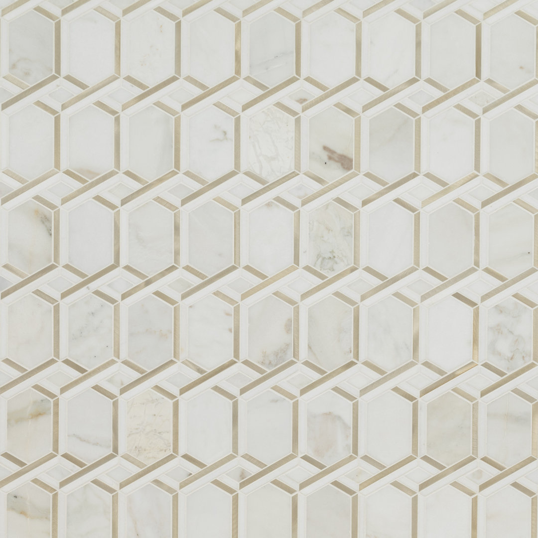 Artemis Solara Ember Geometric 12 in. x 12 in. Stone Metal Blend Mosaic Floor and Wall Tile Ackland