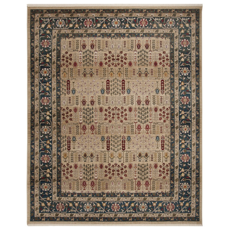 Tapis beige / bleu marine en polypropylène tissé à plat Ralph Lauren, Rectangle 8 pi x 10 pi