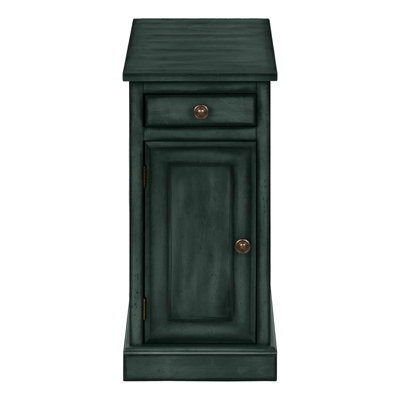 Accent Table, End, Side Table, Nightstand, Narrow, Bedroom, Lamp, Storage Drawer, Antique Blue Veneer, Traditional