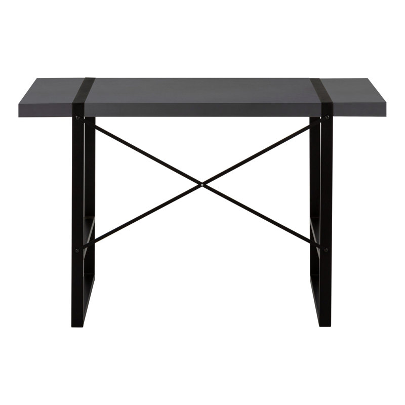 Bureau d'écriture rectangulaire, bureau d'ordinateur, bureau avec base en métal, Gris