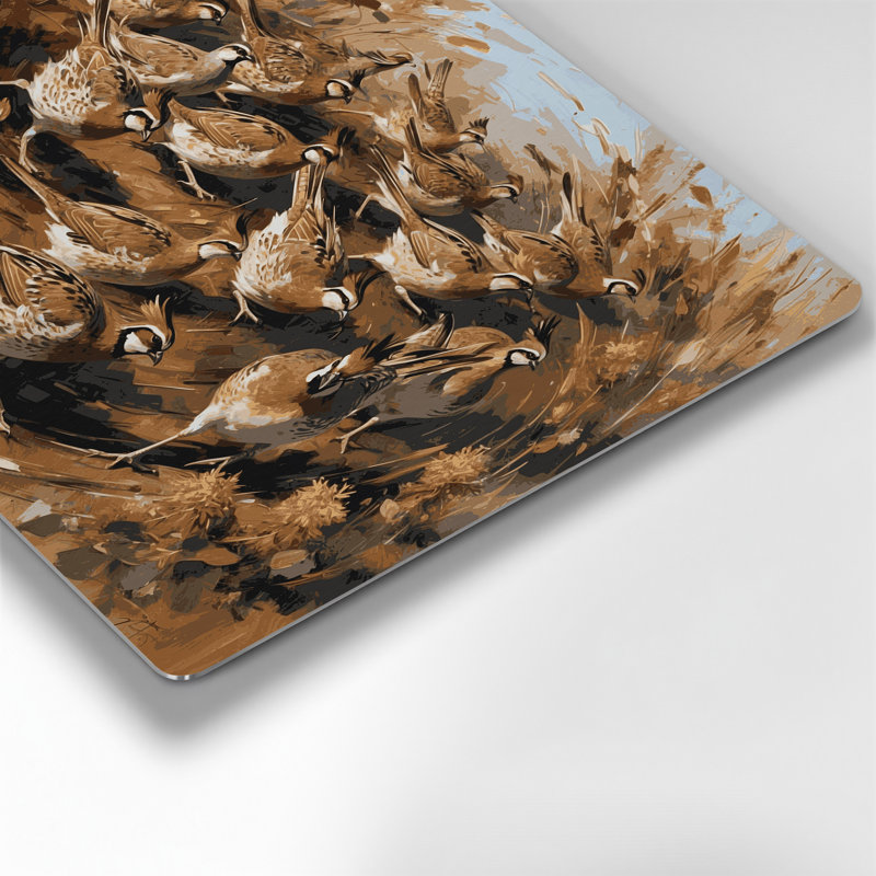 Oiseaux, art mural brun brun en métal, H 144 po x l 216 po x P 0,05 po