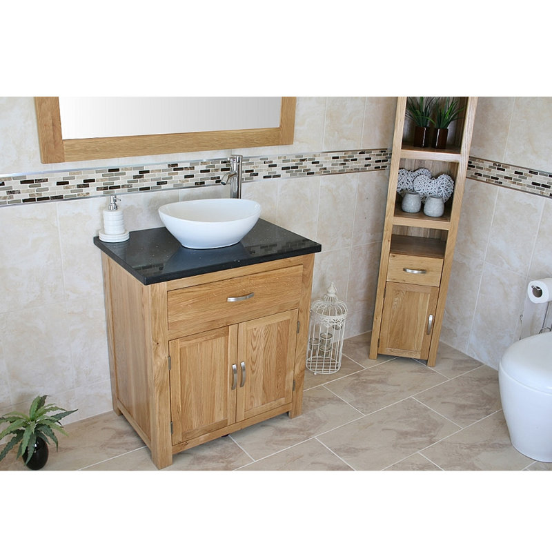Blanca 750mm Single Bathroom Vanity with Vessel Ceramic Basin, Black