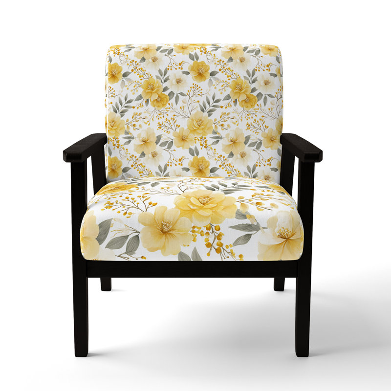 Chaise rembourrée Country Farmhouse - fauteuil Whisper jaune, Accoudoirs carrés noirs