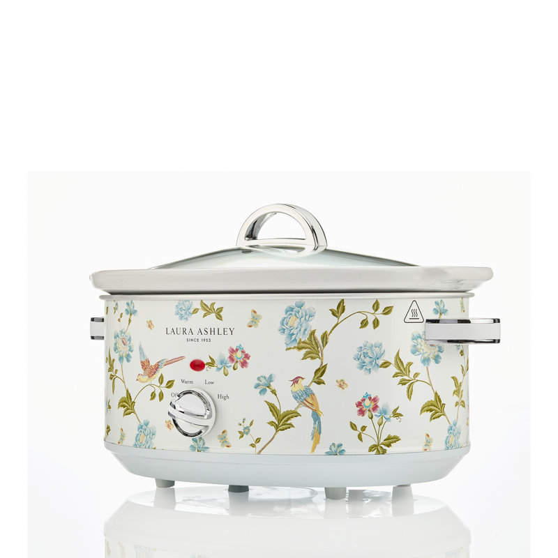 Laura Ashley Slow Cookers, Large Capacity, Energy Efficient Slow-Cooker with 3 Heat Settings. Detachable Ceramic Pot with Tempered Glass Lid