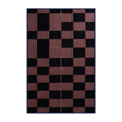 Machine Washable Checkered Blue Area Rug