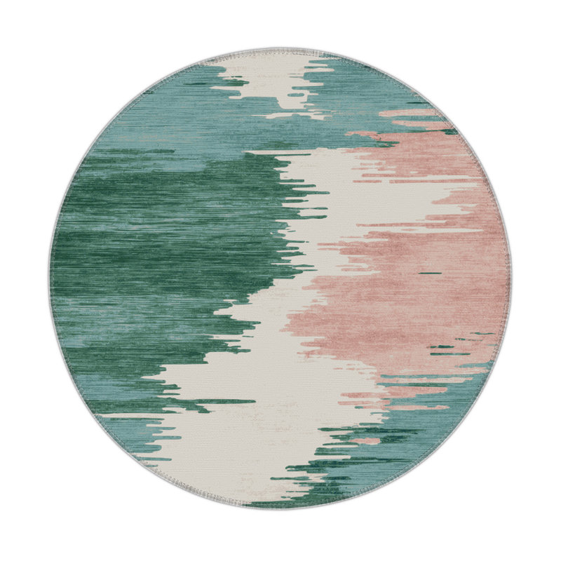 Tapis intérieur et extérieur beige Watercolor, Rond 5 pi