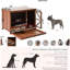 Cage pour chien moderne en bois massif de 33 po, pliable avec une mangeoire rotative à 360 °, idéale pour le collage et le rangement en noyer de grande capacité