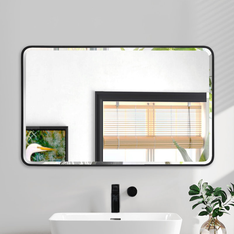 Arloine Metal Beveled Bathroom Vanity Mirror Rounded Wall Mirror , 24" x 40" 