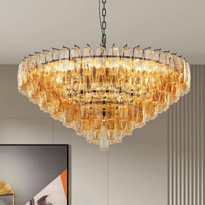 Crystal Drum Chandelier (Black)