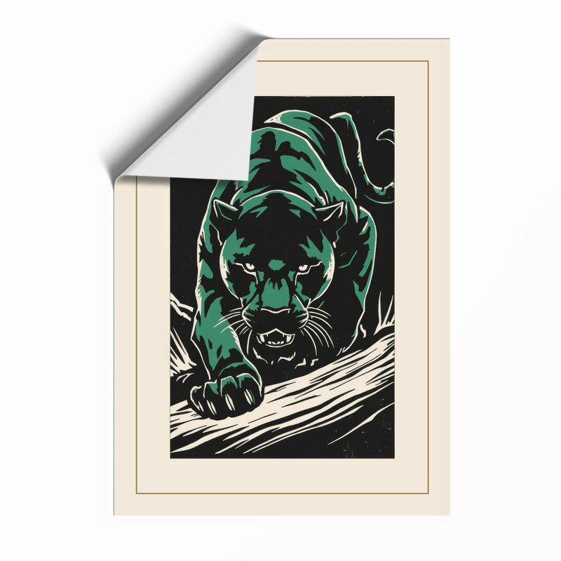 Green Bear Snarl Retro - Framed Print, Unframed, A3 - 42.0 x 29.7 cm
