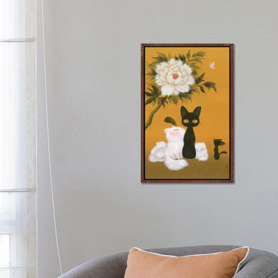 Cats And Peony by Martin Hsu - Painting on Canvas