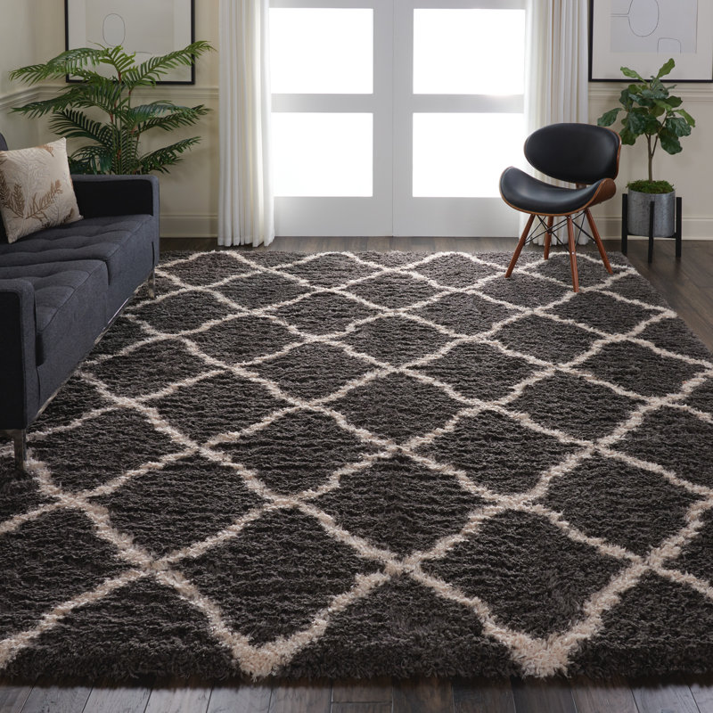 Tapis noir marocain moderne Vincenza, Rectangle 9 pi x 12 pi