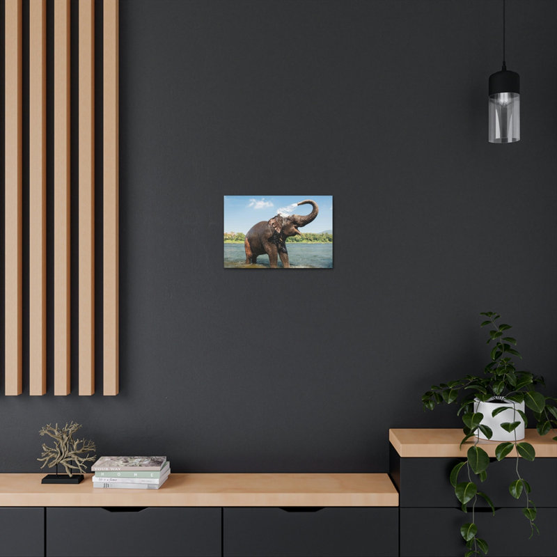 Impression d'art majestueux éléphant d'Asie, H 12 po x l 18 po