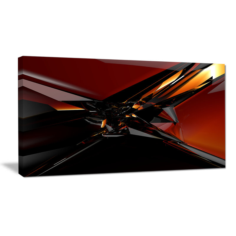 Impression 3D abstraite sur verre rouge - impression sur toile tendue, H 20 po x l 40 po x P 1po