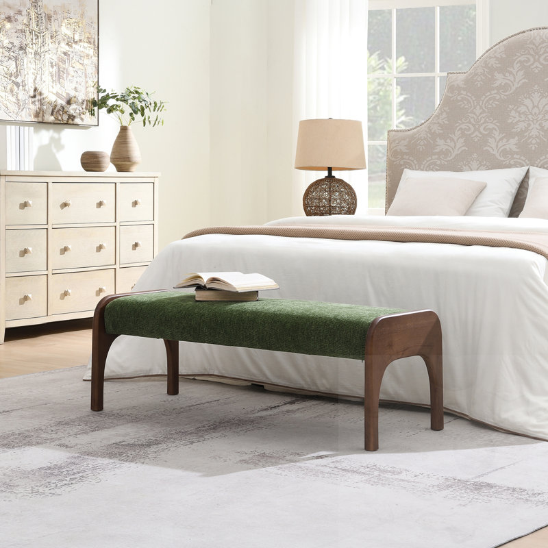 Banc rembourré avec pieds, Vert