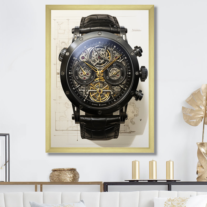 Impression sur toile, montre de luxe, reproduction de mode, H 40 po x l 30 po x P 1,5 po, Cadre doré simple