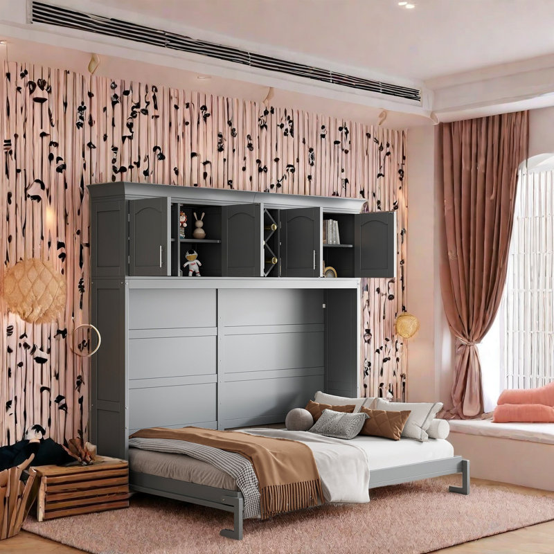Lit escamotable avec lattes flexibles, aucun sommier requis, mécanisme de pliage à double piston, assemblage facile pour les chambres d'amis, le bureau personnel ou les petits appartements