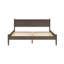 Lit plateforme très grand de style Mid-Century moderne en bois, fonte grise, pieds fuselés ronds, ensemble de lattes, sans sommier pour lit de chambre à coucher avec maquillage, printemps, intrigue