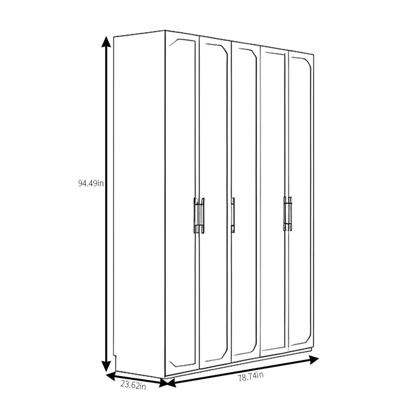 Garde-robe simple de couleur unie, H 94,49 po x l 78,74 po x P 23,62 po