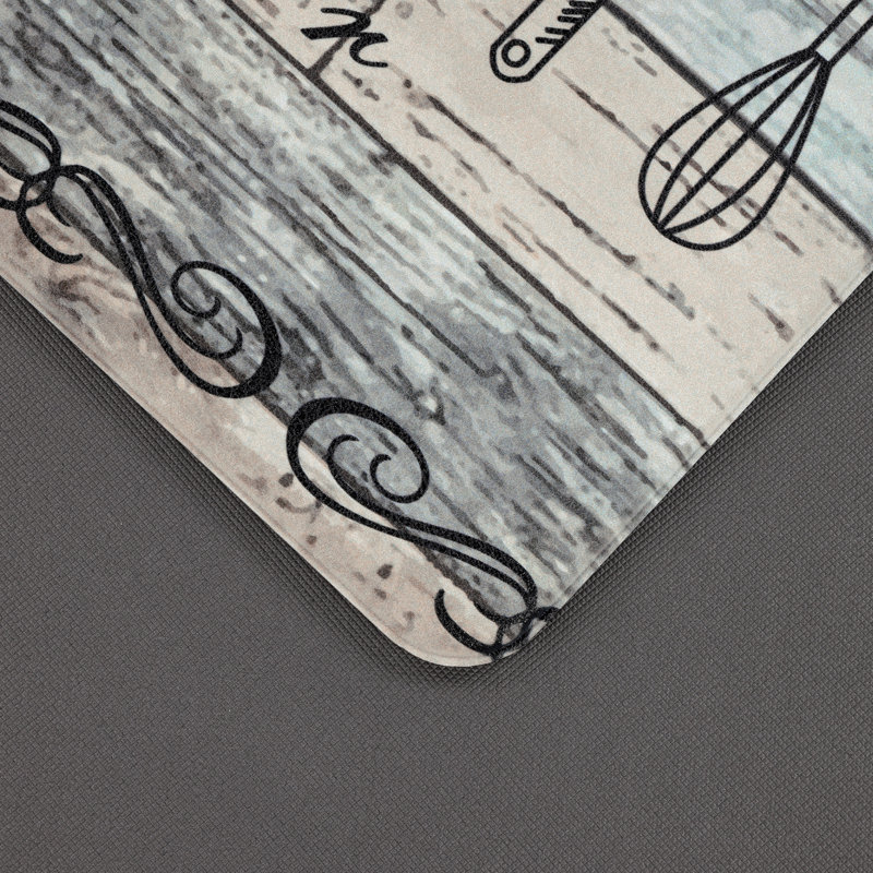 Tapis de cuisine antidérapant et antidérapant (ensemble de 2), Bleu sarcelle/brun/beige