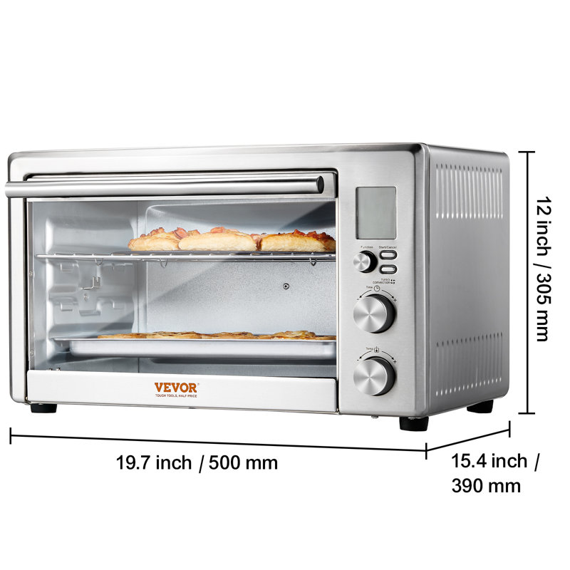 Silver Digital 6-Slice Countertop Convection Oven with Rotisserie