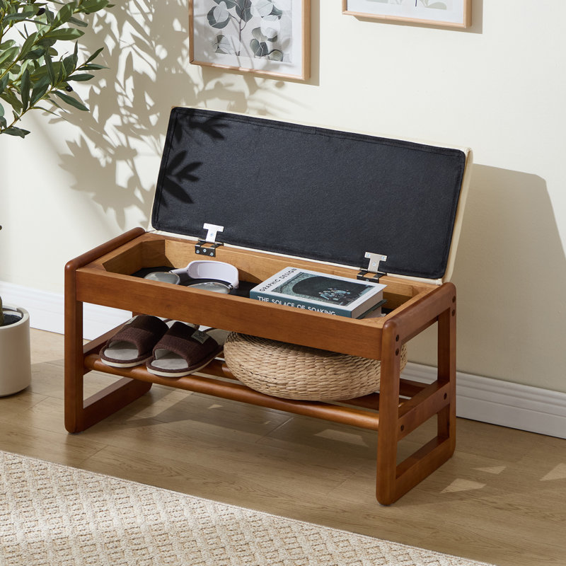 Entryway Shoe Organizer Bench with Open Storage, BEIGE